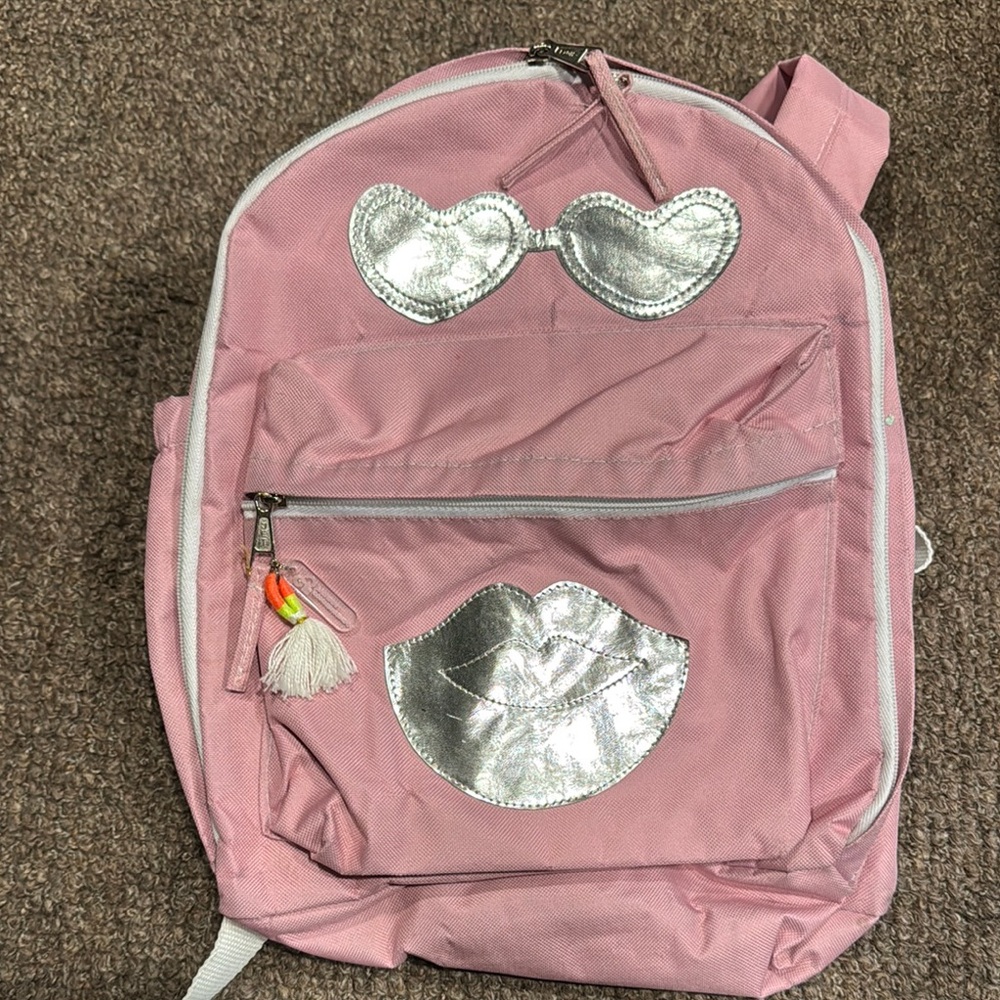 Pink Kids Backpack with Silver Accents